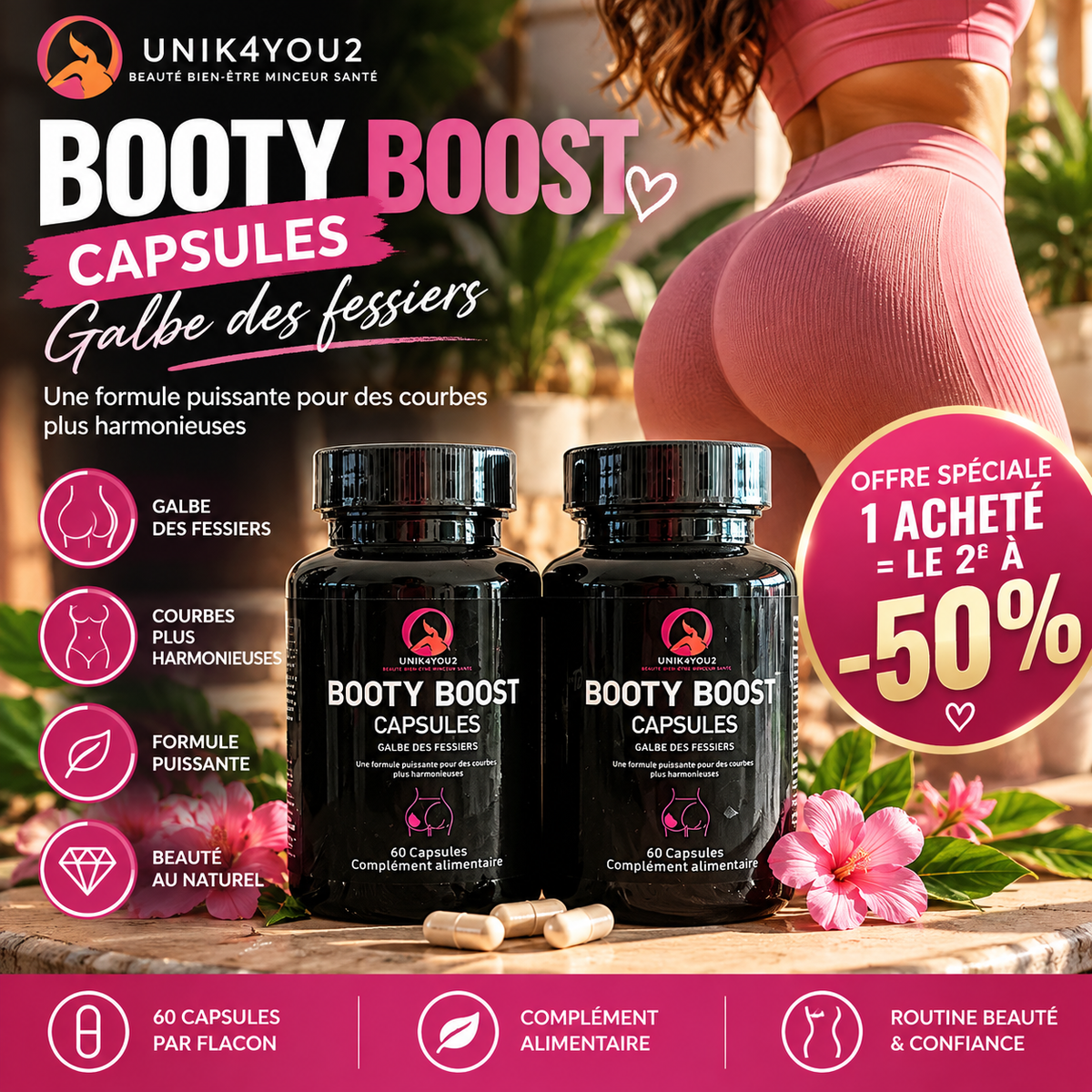 LOT DE 2 BOOTY BOOST – 120 Gélules | Offre Déstockage