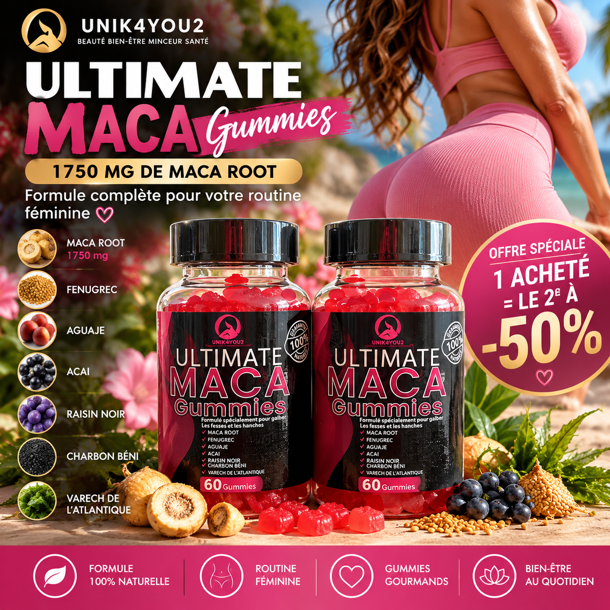 ULTIMATE MACA GUMMIES 1500 MG â LOT DE 2 | 120 Gummies