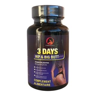 3 DAYS HIP & BIG BUTT – Gélules 100% plantes -Courbes et fessier galbé naturellement