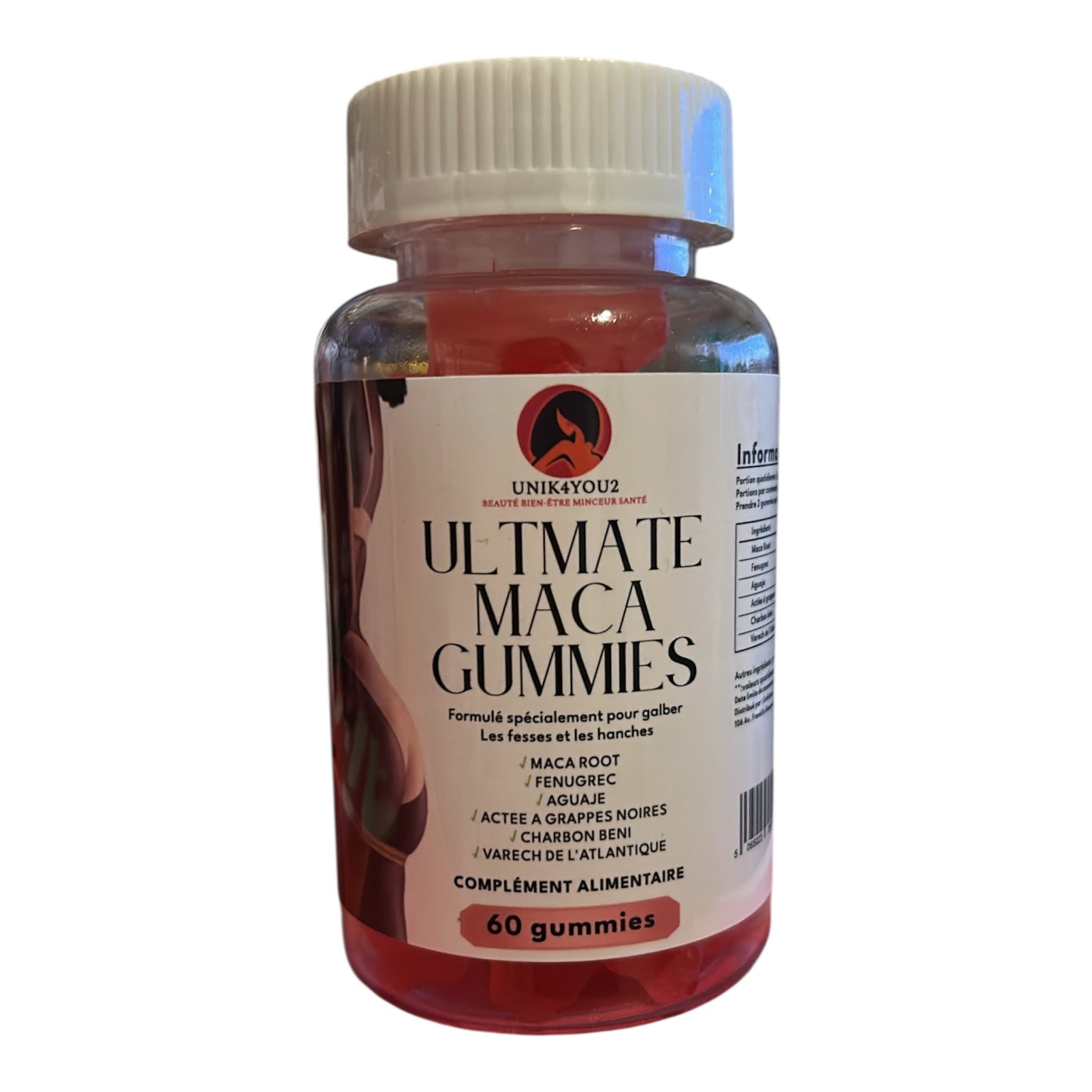 ULTIMATE MACA GUMMIES 7500 mg de maca root - Exclusivité Unik4you - Spécial booty & courbes