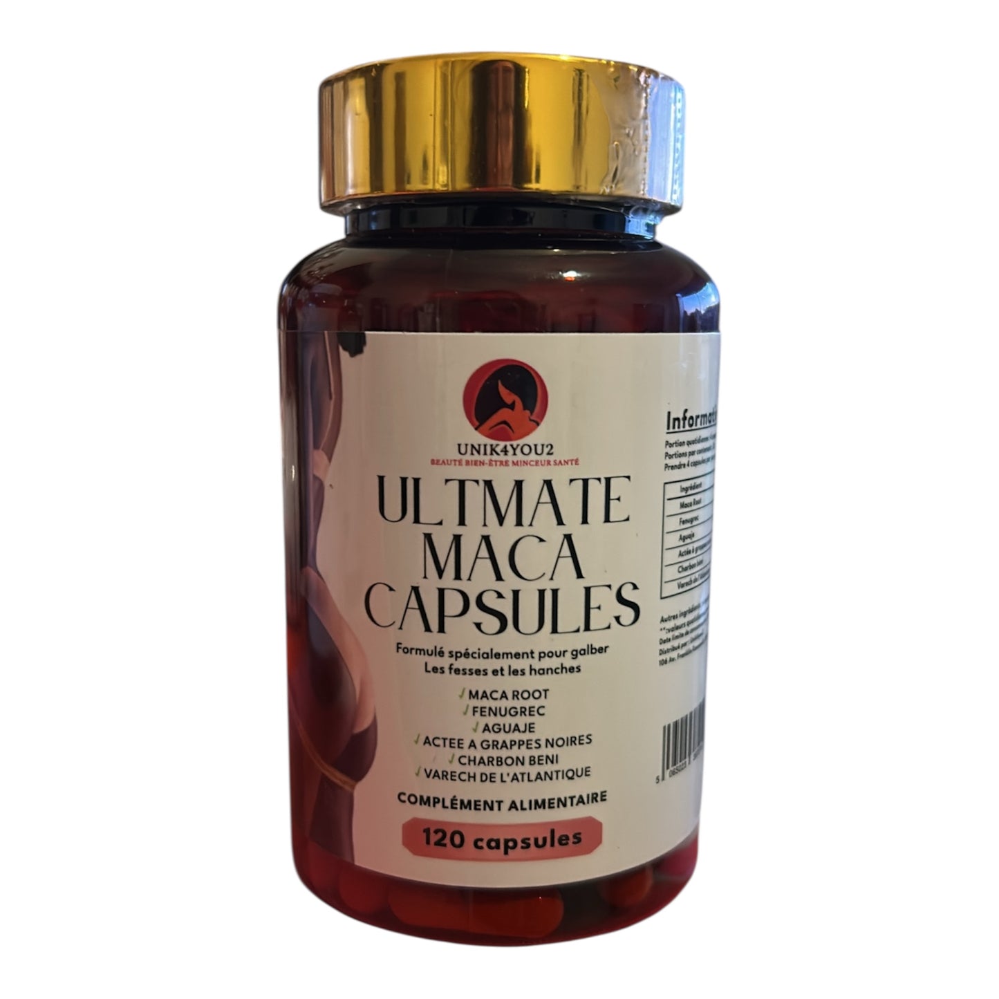 ULTIMATE MACA GÉLULES 7500 mg de maca root - 120 gélules - exclusivité Unik4you - Spécial booty & courbes
