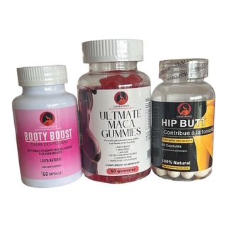 KIT BUMBUM & HANCHES 100% Plantes – Routine Booty Matin Midi Soir | Maca, Aguaje & HIP Capsules