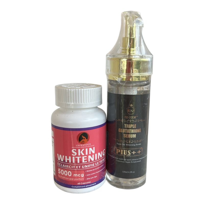 DUO SKIN WHITENING – Gélules Glutathion (60) + Sérum Visage Éclaircissant (120 ml)