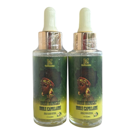 LOT de  2 Huiles Capillaires KARIBOUCLES à l’Avocat – Soin Nourrissant et Hydratant pour Cheveux Bouclés, Frisés et Secs