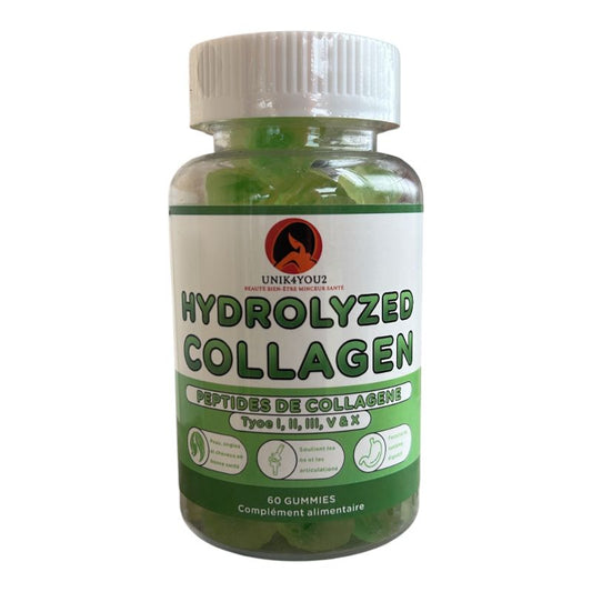 HYDROLYZED COLLAGEN Gummies – Peptides de collagène - Multi Collagène Types I, II, III, V & X | Vitamines + Kératine | Exclusivité UNIK4YOU2