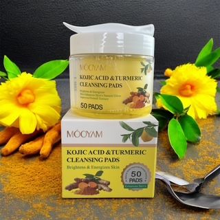 KOJIC ACID & TURMERIC CLEANSING PADS – 50 Disques Nettoyants Visage Éclat & Anti-Taches