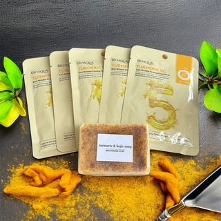 SAVON CURCUMA + 5 Masques Tissus Visage