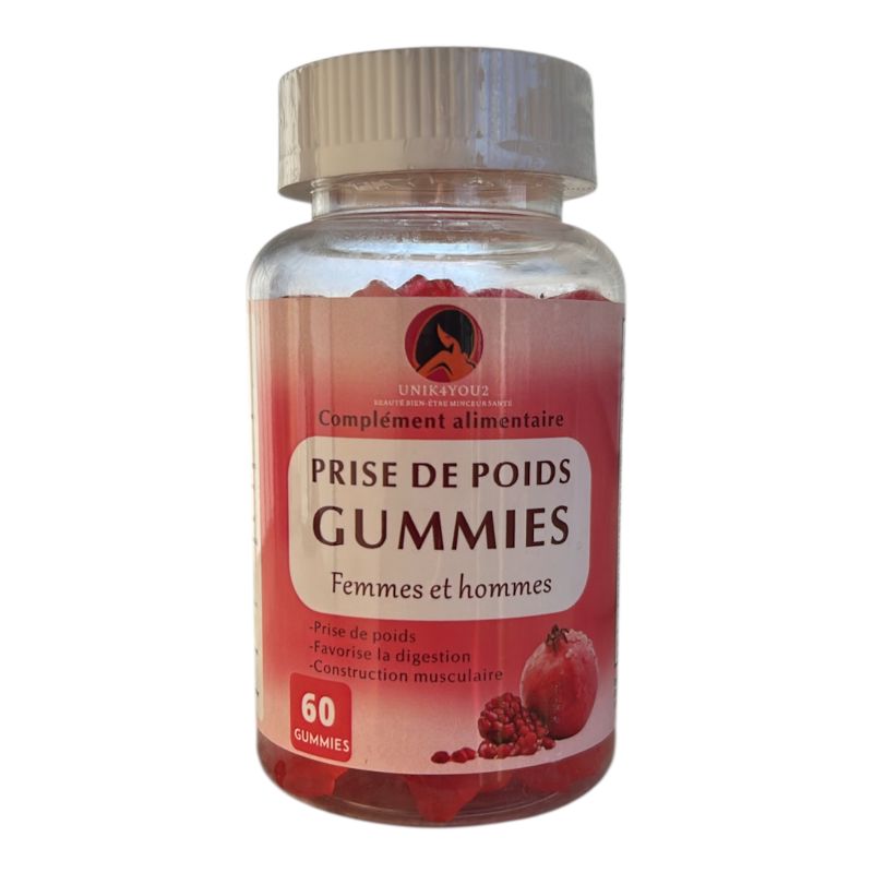 PRISE DE POIDS GUMMIES  Maca, Fenugrec, L-Tyrosine, Saw Palmetto, Camomille – Vitamines B1, B3, B5, B8 – Complément Silhouette & Énergie